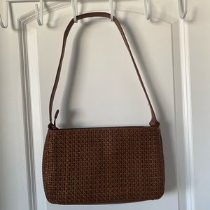 Fossil brown woven shoulder bag